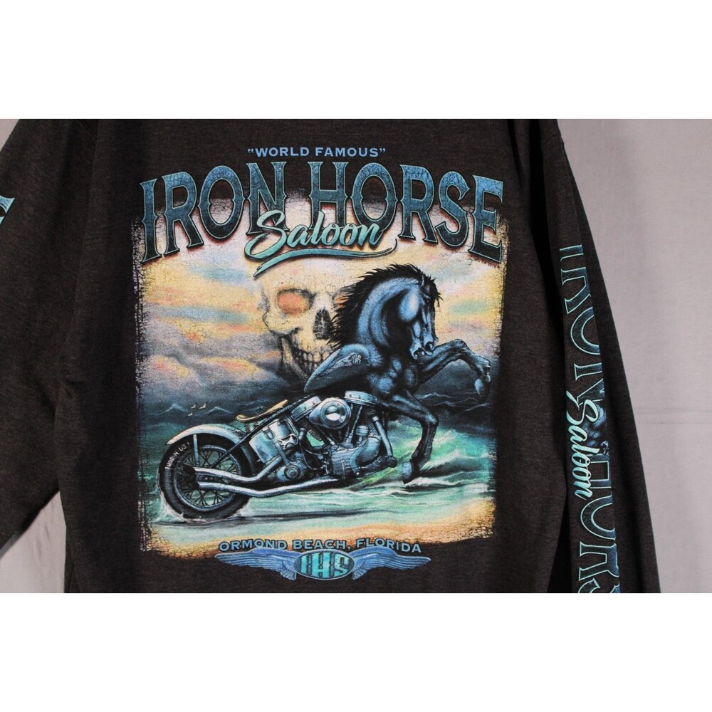 Iron Horse Saloon Ormond Beach Florida Men's XL Full Zip Dark Gray Hoodie
